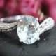 Vintage Inspired Aquamarine Engagement Ring 10k White Gold Milgrain Wedding Band Solitaire Gemstone Ring March Birthstone Size 7 (Resizable)