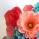 Coral & Turquoise Bridal Bouquet, Paper Bouquet, Paper flower bouquet