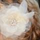 Fiona bridal hair flower, bridal fascinator, Silk and Organdy vintage bridal hair flower
