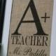 Free US Shipping...Personalized Teacher's Gift Burlap Print...Great for end-of-school gift!