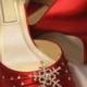 Winter Wedding Red Bridal Shoes With Crystal Snowflake Red Wedding Shoes Over 100 Custom Color Choices