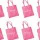 Printed Pink Wedding Party Bridal Tote Bags, Bridesmaid, Favour Hen Party Gift Bags