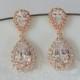 Rose Gold Bridal Earrings Wedding Jewelry Bridesmaid Jewelry Wedding Earrings Bridal Jewelry Jewelry Crystal Drop