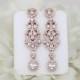 Rose Gold Bridal earrings, Crystal Wedding earrings, Bridal jewelry, Long earrings, Chandelier earrings, CZ earrings, Rhinestone earrings