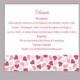 DIY Wedding Details Card Template Editable Text Word File Download Printable Details Card Pink Red Details Card Elegant Enclosure Cards