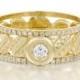 Engagement Ring, 14k Yellow Gold Ring, Diamond Ring, Leaves Ring, Art Deco Ring, Antique Ring, Vintage Ring, Wedding Ring, Halo Ring