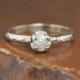 White Uncut Diamond Engagement Ring, 14k White Gold