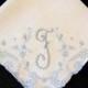 Embroidered Letter F Initial Handkerchief Wedding Something Blue Wedding