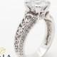 Moissanite Engagement Ring 8mm Forever Classic Moissanite Rings Unique 14K White Gold Engagement Ring