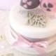 Bird Wedding Cake Topper in Pink and Grey