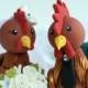 Rooster and hen wedding cake topper, customizable bride and groom, bigger figurines more than 5" tall