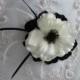 Black And Cream White Silk Anemone Feather Hair Clip