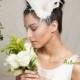 Ivory Bridal Headpiece, Wedding Veil, Birdcage veil wedding hat, wedding Fascinator, wedding hat