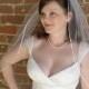 Wedding veil - 30 inch Waist Length bridal veil with tiny satin ribbon trim