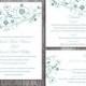 DIY Wedding Invitation Template Set Editable Word File Instant Download Floral Wedding Invitation Bird Invitation Printable Blue Invitations