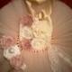 Ivory & Champagne/Beige Flower Girl Dress - newborn girl dress - infant photo prop - baby girl headband set