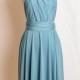 Bridesmaid Dress Stone  Blue  Infinity Dress  Knee Length Wrap Convertible Dress N159
