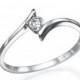 14K White Gold Ring, Engagement Diamond Ring, Anniversary Diamond Ring, Diamond 0.15 Ct, Round, VS, G, Size 7, Sizable, Friendship Gift