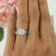 1.25 ctw Halo Wedding Set, Vintage Style Bridal Rings, Man Made Diamond Simulants, Art Deco Ring, Halo Engagement Ring, Sterling Silver