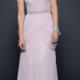 2015 Off The Shoulder Pink Short Sleeves Zipper Ruched Chiffon Floor Length