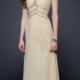 2015 Straps Zipper Crystals Champagne Chiffon Ruched Sleeveless Floor Length
