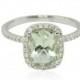 Engagement Ring - Cushion Cut Prasiolite Ring with Diamond Halo and Side Halo - LS2536