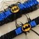 Batman themed garter -Keepsake set -Royal Blue