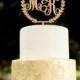 Custom Monogram Wedding Cake Topper Initial Wooden Topper Rustic Cake Topper Gold cake Topper Silver cake topper