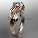 14kt rose gold leaf and vine wedding ring, engagement ring ADLR273