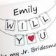Will You Be My Jr. Bridesmaid Card - Personalized Pennant Design