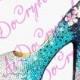 blue gradient Crystal High Heel peep toe Shoes for Women