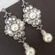 Pearl Earrings,Bridal Earrings,Ivory or White Pearls,Pearl Rhinestone Earrings,Bridal Pearl Earrings,Bridal Rhinestone Earrings,Pearl,CLAUDE