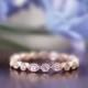 2.0mm Art Deco Eternity Band Ring-Rose Gold Ring-Brilliant Cut Diamond Simulants-Stackable Ring-Marquise&Hexagon Shaped-Sterling Silver
