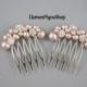 Bridal small hair combs set of 2 light champagne pearls Rhinestones ball Flower girl bridesmaid Maid of honor hair do prom Wedding accessory