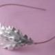 Oak leaf headband bridal silver finish nature autumn wedding hair accessory fall leaves head piece woodland hair band