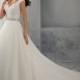 Tank V Neck Beaded Sash A Line Organza Simple Elegant Lace Wedding Dress
