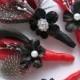Set of 4 Rockabilly Groom and Groomsmen boutonnieres