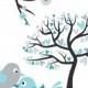 Winter Wedding - Love Birds in Silver and Turquoise - Digital Clip Art