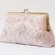 Rose Quartz Clutch / Blush Rose clutch / Bridesmaid clutch purse / Wedding Vintage inspired / Personalized romance lace clutch