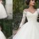 Sexy Milla Nova Wedding Dresses 3/4 Long Sleeve Sheer Illusion Ribbon Beads Chapel Train Church 2016 Custom Lace Applique Bridal Ball Gowns Online with $112.12/Piece on Hjklp88's Store 