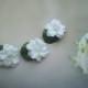 Bridal Head piece 3 Piece Set Hair Clips White Flowers Rhinestone Round Pearls Ready to Ship