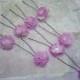 Bridal Head  8 Piece Set Hair Pins Handcrafted  Lavender Silk Flowers Silver Beaded Fashion Simple  Ready to Ship