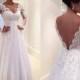 2016 Vintage Vestidos De Novia Sweetheart Lace Sheer Plus Size Backless A Line Tulle Wedding Dresses Full Long Sleeves Winter Bridal Gowns Online with $117.53/Piece on Hjklp88's Store 