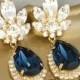 Blue Navy Chandelier Earrings,Bridal Navy Blue Earrings,Dangle Earrings,Midnight Blue Earrings,Swarovski Dangle Earrings,Blue Drop Earrings