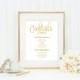 Gold Foil Wedding Sign / REAL FOIL / Cocktails Wedding Sign / Custom Wedding Sign / Gold Wedding Sign / Gold Foil Wedding Print