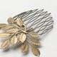 Leaf hair comb bridal vintage style wedding leaves brass bronze hair accessory