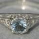 AAA Blue Topaz Ring , Filigree Antique Style Ring , Size 7.5 Ring , Blue Gemstone Ring by Maggie McMane Designs