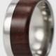 Titanium & Ironwood Ring - Modern Design Wide with Ironwood Inlay - Mens Wedding Band, Ring Armor Included