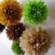 WOODLAND ... 10 tissue paper poms // wedding decorations // diy // paper flowers // forest theme