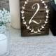 Wedding Double Sided Table Numbers, Wreath, Script, Cursive Wooden Table Numbers, Rustic, Wood Table Numbers, Calligraphy Table Numbers